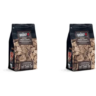 Weber Räucherchips (700g Packung) - Hickory Holz, für Rind-, Schweine-, Wild- & Geflügelfleisch, kräftiges/intensives, leicht süßes Aroma, aus 100% natürlichen Holz (17624) (Packung mit 2)