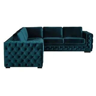 Grüne Ecksofa Wohnlandschaft Couch Eckgarnitur Polster Möbel Design Chesterfield - Grün