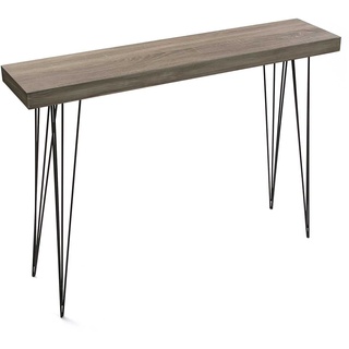 Versa Dallas Schmales Möbelstück für den Eingangsbereich oder Flur, Moderner Konsolentisch, Maßnahmen (H x L x B) 80 x 25 x 110 cm, Holz und Metall, Farbe: Braun