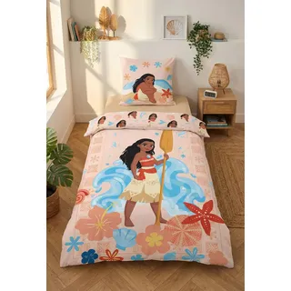 Aymax Bettwäsche Vaiana Flowers, für Einzelbett, wendbar, 140 x 200 cm + Kissenbezug 65 x 65 cm, Polyester-Baumwolle