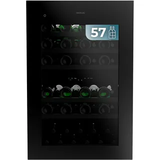 Cecotec Bolero GrandSommelier Duo 57000 Touch Matt Black Compressor, 143 L für 57 Flaschen, Dual-Zone 5-22 Grad, Touch-Öffnung, Kompressor, Buchenholz-Regale, LED, 38 dB