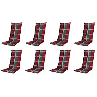 Madison 8x B253 Hochlehner  Gartenstuhl Auflagen 120x50x8cm rot kariert