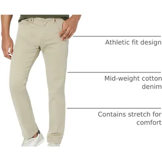 Amazon Essentials Herren Athletic-Fit-Stretchjeans - Auslauffarben, Helles Khakibraun, 34W / 30L