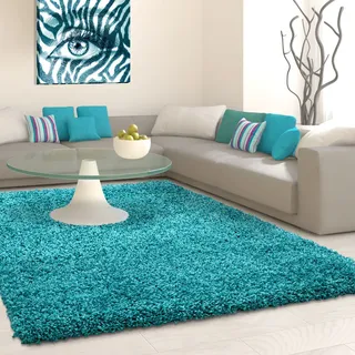 Ayyildiz Teppiche Hochflor-Teppich »Life Shaggy 1500« rechteckig 30 mm Höhe Langflor, uni, große Farbauswahl, robust, auch als Läufer und in rund, blau