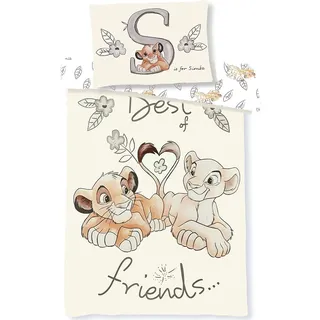 Disney Der König der Löwen Simba Nala Baby-Bettwäsche, 100 x 135 cm, Kissenbezug 40 x 60 cm, Bettbezug 100% Baumwolle