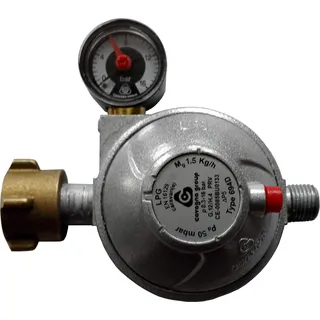 TGO 50mbar Sicherheits-Druckregler mit Manometer für Fahrzeuge Caravan und Wohnmobile 30 oder 50mbar