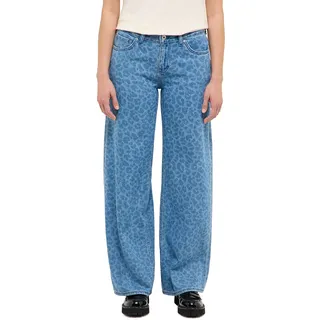 Weite Jeans MUSTANG "Damen Style Medley Wide Leg", Damen, Gr. 28, Länge 32, 580 mittelblau, Denim/Jeans, 100% Baumwolle, weit, Jeans Weite Jeans