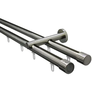 Gardinenstangen Set Isa 2-läufig Ø 20 mm 160 cm edelstahl-optik