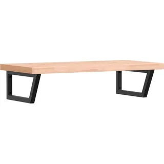 vidaXL Waschbeckenregal Wandmontage Stahl und Massivholz Buche - Braun