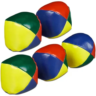 Relaxdays Jonglierbälle, 5er Set, Ø 65 mm, Anfänger & Profis, PVC, Sandfüllung, Jongliersäcke Kinder & Erwachsene, bunt