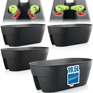 Stimo 4X Blumenkasten 56cm Balkon für Geländer zum Hängen Kunststoff Pflanzkasten 19,5L Balkontopf Geländertopf (4)