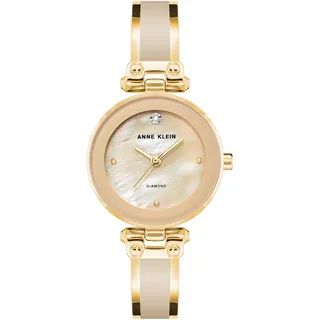 Anne KLEIN Damenuhr Creme-Gold mit Spangen-Armband