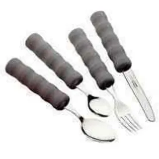 HOMECRAFT Lightweight Cutlery Full Set, Right Handed Adaptive Dining Aid, Utensil for Elderly, Disabled,Handicapped, Parkinson's Disease, and Arthritis users, Non Slip Easy Grip