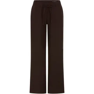 Leinenhose MAC "CHIARA BELT", Damen, Gr. 38, Länge 32, braun (truffle braun), Obermaterial: 100% Leinen, weit knöchellang, Hosen Leinenhose, Sommerhose Wide Fit, mit geradem, weitem Bein