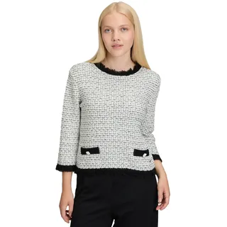 Betty & Co Strickpullover mit Fransen Schwarz / Weiß 36