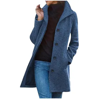 Mantel Damen Herbst Winter Wollmantel Lang Trenchcoat Elegant Wintermantel Übergangsmantel Parka mit Reverskragen Langarm Cardigan Einfarbig Herbstmantel Outdoor Jacken Grosse Grössen