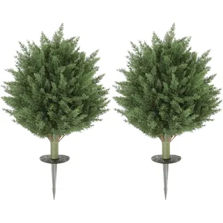 Homcom Künstliche Pflanzen 40 cm UV-beständige Kunstpflanze | Zypresse, 387 Blättern, Erdspieß, Wohnzimmer, Schlafzimmer, Büro, Garten