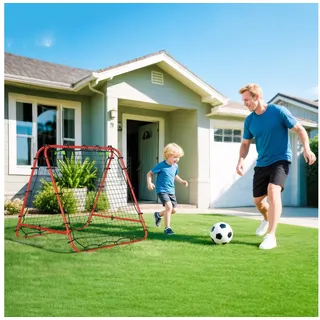Homcom Fußball, Rebounder Kickback Tor Rückprallwand Netz, beidseitiger Rückprall