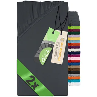 Emily ́s Check 2er-Pack Spannbettlaken für Kinder- und Babybettmatratzen 1493.2123, 60 x 120 cm, anthrazit