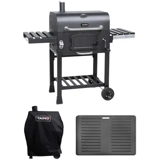 Taino Holzkohlegrill Hero XL Set , Schwarz , Metall , 124x113.5x66 cm , Grills, Holzkohlegriller