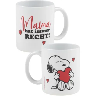 The Peanuts Snoopy Tasse - Mama hat immer Recht! Kaffeetasse Becher Kaffeebecher aus Keramik Muttertag Weiß 320 ml