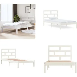 vidaXL Massivholzbett Weiß Kiefer 90x200 cm - Bettrahmen - Bettgestell - Bett - Holzbettrahmen - Weiß