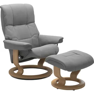 Stressless® Relaxsessel »Mayfair« Relaxsessel mit Hocker, mit Hocker, mit Classic Base, Größe S, M & L, Gestell Eiche, in 3 Bezugsqualitäten lieferbar, grau