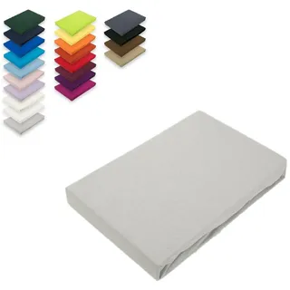 EXKLUSIV HEIMTEXTIL Jersey Spannbettlaken 60 x 120 cm Silber 100% Baumwolle Öko - Tex Zertifiziert Bed-Sheet Bettlaken Spannbetttuch
