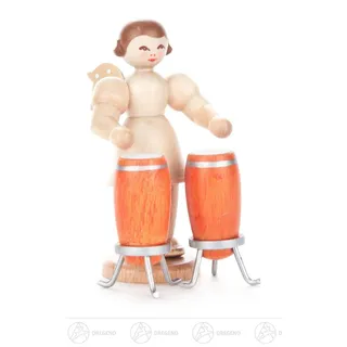 Engel mit Conga, kurzer Rock, natur H=ca 6,5 cm NEU Erzgebirge Weihnachtsfigur