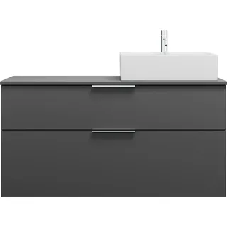 burgbad Eqio Keramik-Aufsatzwaschtisch quadratisch, rechts, inklusive Waschtischunterschrank mit 2 Schubladen, Breite 1200mm, SGUQ120RF6584C0001G0146