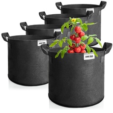 com-four® 5X Pflanzsack je 60 L für Kartoffeln - Tomaten-Kübel mit Griffen - Pflanztasche - Pflanztopf Tomaten - Pflanzenschutzsack (60 L - 5 Stück)