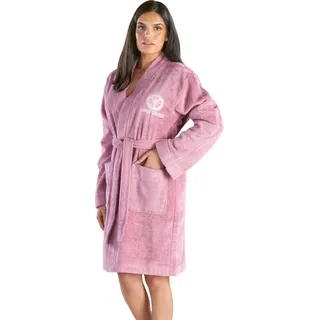 CARLO COLUCCI Damenbademantel »Vito, ideal für Sauna & Spa, Hotelbademantel, Morgenmantel« 1 Stk. Logostickerei auf Brust, Schriftzug auf Ärmeln, Uni-Farben, Baumwolle, lila