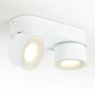Budbuddy 2x12W LED Spotleuchte 2-flammig Dreh und Schwenkbar Deckenstrahler Deckenleuchte runder Aufbaustrahler Weiß Deckenlampe Aufbauspot für Küche Flur wohnzimmer Geschäfte Interieur