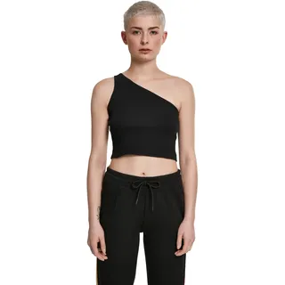 Urban Classics Damen Sport Tank Top Ladies Cropped Asymmetric, Schwarz (Black 00007), Small (Herstellergröße: S)