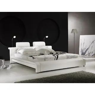 Design Doppelbett Lederbett Betten Bett Leder Polster Schlafzimmer Ehe 180x200 - Weiß