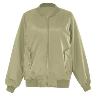 Leicht glänzende grüne Blousonjacke S mit schrägen Pattentaschen und Rippbündchen - Grün