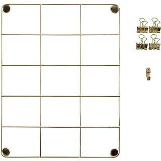 Exacompta 12355E Fotowand aus Drahtgitter 21,7 x 28,1cm inklusive Klammern und Haken. Fototafel aus Metall perfekt für Fotos und Bilder zum selbstgestalten und Aufhängen Wandgitter Gitterwand gold