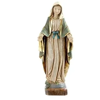 DRW Wunderbare Jungfrau-Figur aus Harz, altes Holz, handbemalt, 21 cm