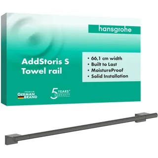 hansgrohe AddStoris S - Badetuchhalter, Handtuchhalter für Wandmontage, verdeckte Befestigung, Badezimmer Zubehör, Brushed Black Chrome, 41767340