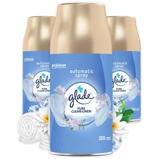 Glade (Brise) Automatic Spray Nachfüller Vorteilspack, Raumduft, Pure Clean Linen, 3er Pack (3 x 269 ml)