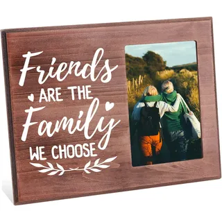 FINGERINSPIRE Bilderrahmen Friends Are The Family We Choose 10x15 cm Going Away Bilderrahmen Mit Herzmuster Zum Aufhängen/Tischplatte Aus Holz Geschenkrahmen Für Beste Freunde Zum College Abschluss