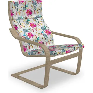 ABAKUHAUS Blumen Poäng Sessel Polster, Bunte Frühlings-Flourishes, Sitzkissen mit Stuhlkissen mit Hakenschlaufe und Reißverschluss, Dunkler Taupe Multicolor - Taupe