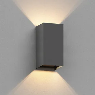 ledscom.de Wandleuchte CUBEL für außen, anthrazit, IP65, Up & Downlight, rechteckig, inkl. LED Lampe, 4,1 W, 501lm, warmweiß