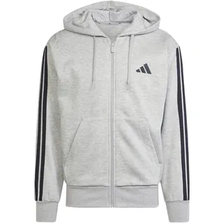 adidas Essentials 3-Streifen Fleece Reißverschlusspullover Medium Grey Heather / Black S