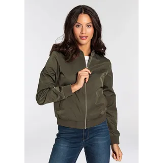 AJC AJC, Blouson mit Rippkragen, praktische Eingrifftaschen, Leichte Übergangsjacke, grün,