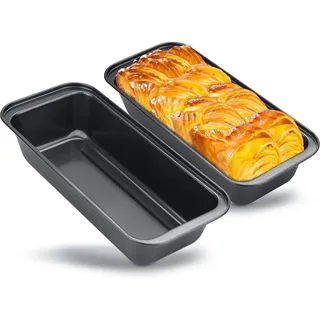 Space Home - Classic Backform Kastenform - Kastenform Kuchen Brote, Gleichmäßige Bräunung - Antihaftbeschichtung - Plumcake - Sauerteigbeständig - Karbonstahl - Set 2-35 cm