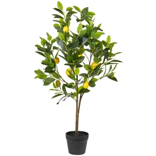 Beliani Kunstpflanze im Blumentopf 105 cm Grün/Schwarz Lemon Tree , Grün, Schwarz , Kunststoff , 105 cm , Dekoration, Blumen & Blumentöpfe, Kunstpflanzen