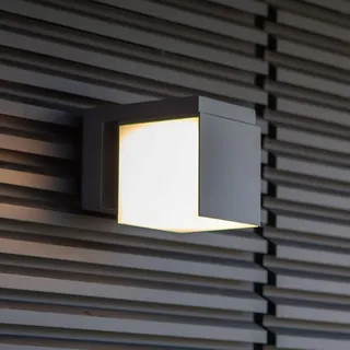 Lutec Außenwandleuchte Aluminium 14,8 cm wetterfest inkl. LED-Lampe grau