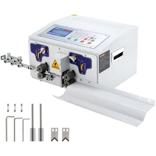 VEVOR Automatische Computer-Abisoliermaschine 300 W, Kabelschneidemaschine 1-100,000 mm, 220 V Drahtbiegemaschine Max. Kanaldurchmesser 10 mm, Kabelschälmaschine mit LCD Schirm und Richtmaschine