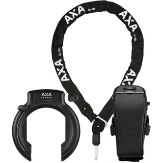 AXA basta Imenso XL Schwarz Rahmenschloss Set mit Einsteckkette und Tasche